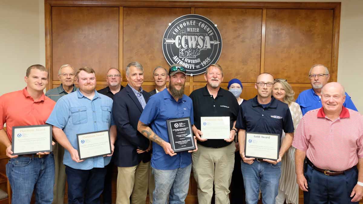The CCWSA Water Treatment and Waste Water Treatment Facilities awarded for excellent operations!  Congratulations to the CCWSA staff for providing Cherokee County residents with top quality water!